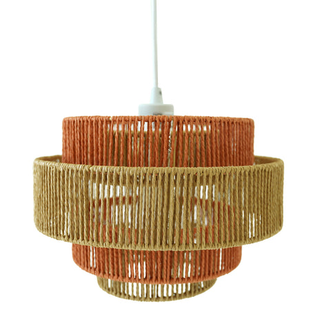 Dorset Pendant Lamp - White and Natural/Terracotta from Ashcroft Furniture - Luna Furniture