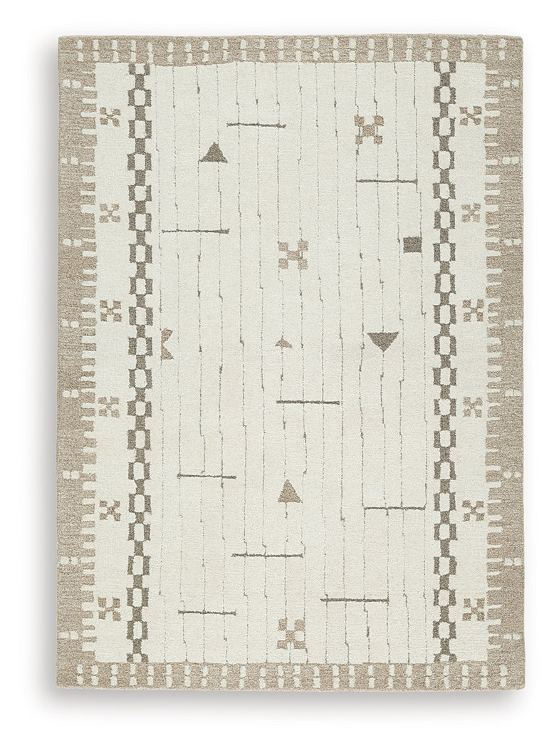 Dot Cream/Brown/Taupe Medium Rug from Ashley Furniture - Luna Furniture