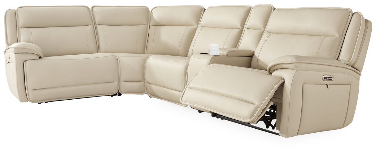Double Deal Almond 5-Piece Reclining Sectional with Console from Ashley - Luna Furniture