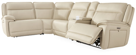 Double Deal Almond 5-Piece Reclining Sectional with Console from Ashley - Luna Furniture