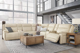 Double Deal Almond 7-Piece Reclining Sectional with 2 Consoles from Ashley - Luna Furniture