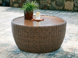 Double Point Beige Outdoor Coffee Table from Ashley - Luna Furniture
