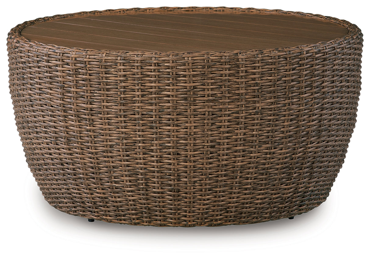 Double Point Beige Outdoor Coffee Table from Ashley - Luna Furniture