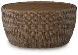 Double Point Beige Outdoor Coffee Table from Ashley - Luna Furniture