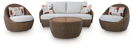 Double Point Beige Outdoor Seating Set from Ashley - Luna Furniture