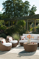 Double Point Beige Outdoor Seating Set from Ashley - Luna Furniture