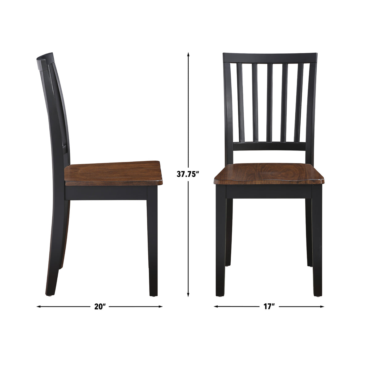 Joplin Walnut/Ebony Solid Wood Dining Chair, Set of 2 from Steve Silver - Luna Furniture