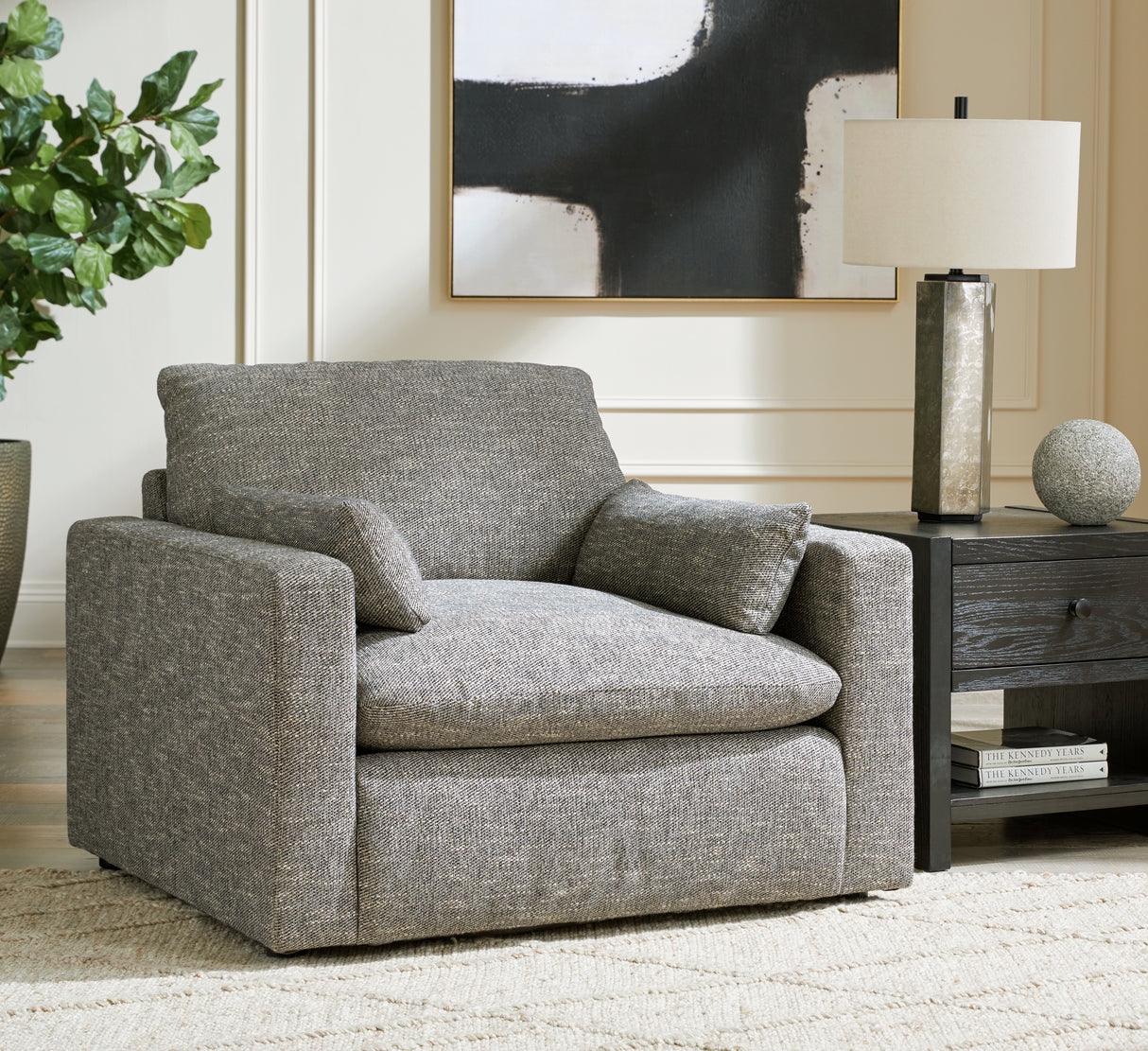 Dramatic Granite Chair and Ottoman from Ashley - Luna Furniture