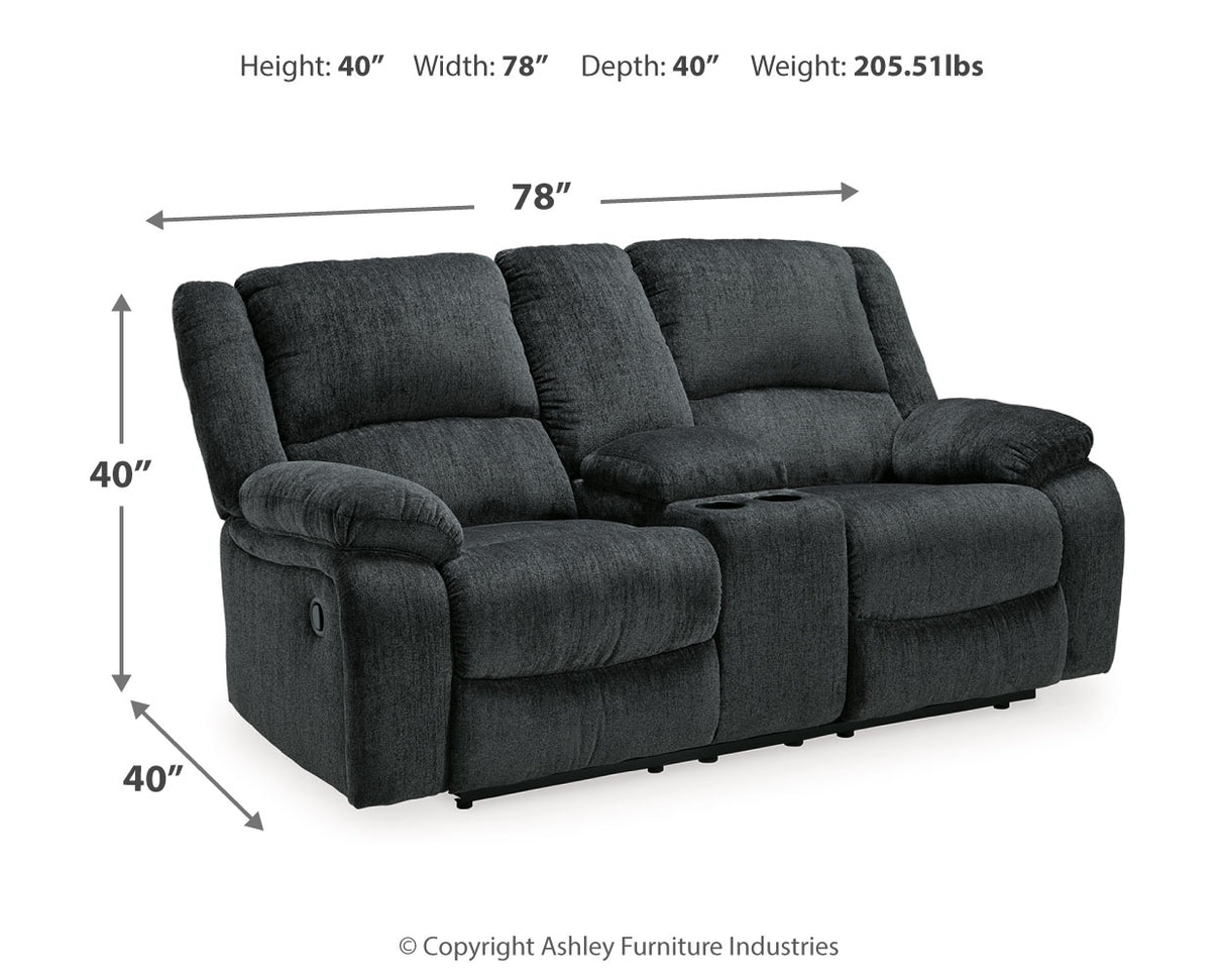 Draycoll Slate Reclining Loveseat with Console and Recliner from Ashley - Luna Furniture