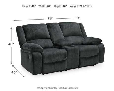 Draycoll Slate Reclining Loveseat with Console and Recliner from Ashley - Luna Furniture