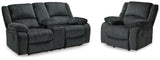 Draycoll Slate Reclining Loveseat with Console and Recliner from Ashley - Luna Furniture