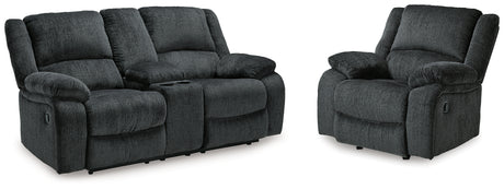 Draycoll Slate Reclining Loveseat with Console and Recliner from Ashley - Luna Furniture