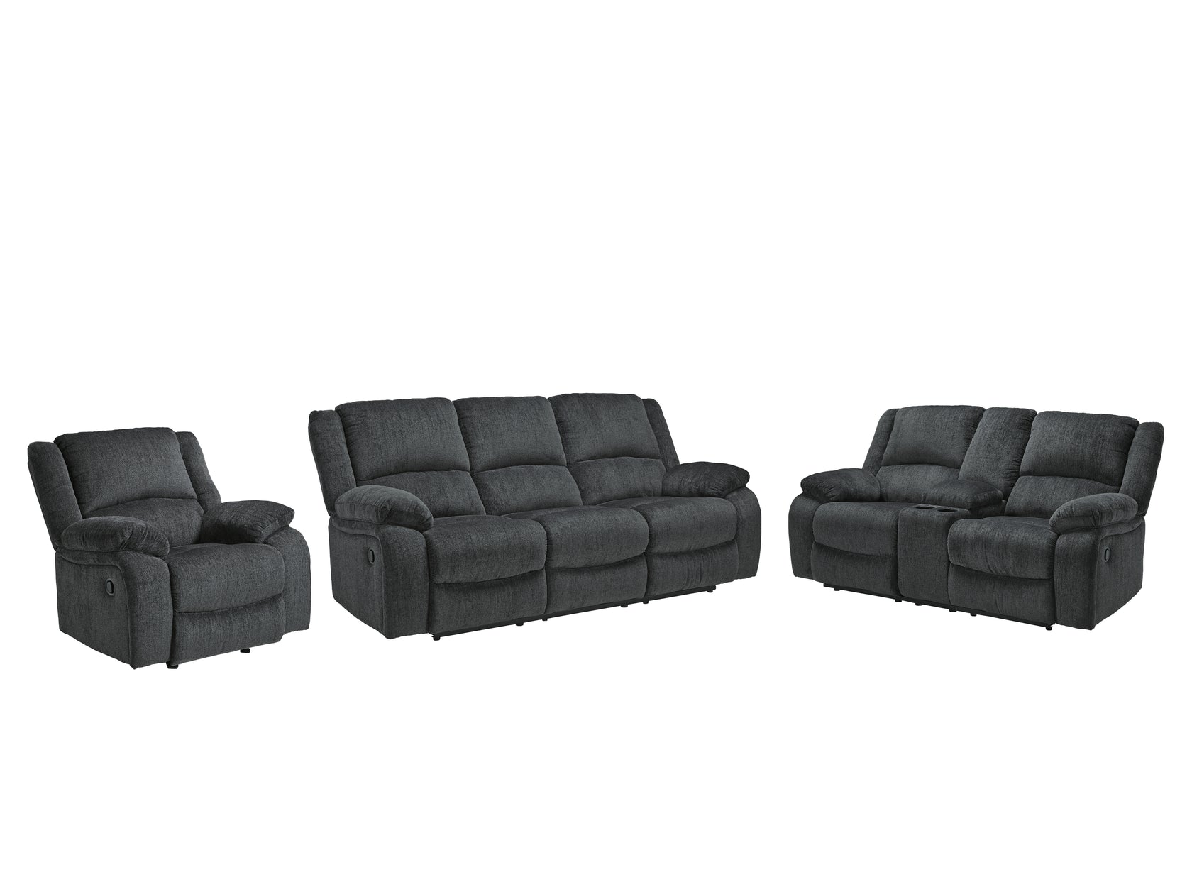 Draycoll Sofa, Loveseat and Recliner in Slate from Ashley Furniture - Luna Furniture
