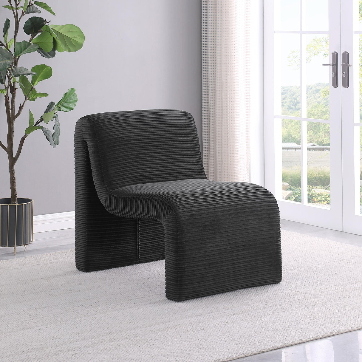 Drayton Black Upholstered Curved Armless Accent Chair from Coaster - Luna Furniture