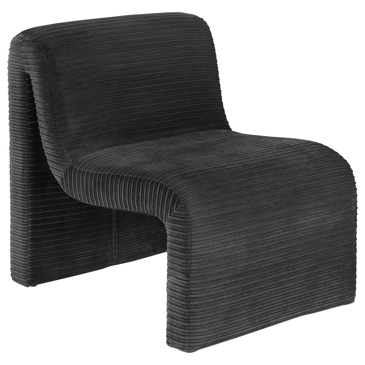 Drayton Black Upholstered Curved Armless Accent Chair from Coaster - Luna Furniture