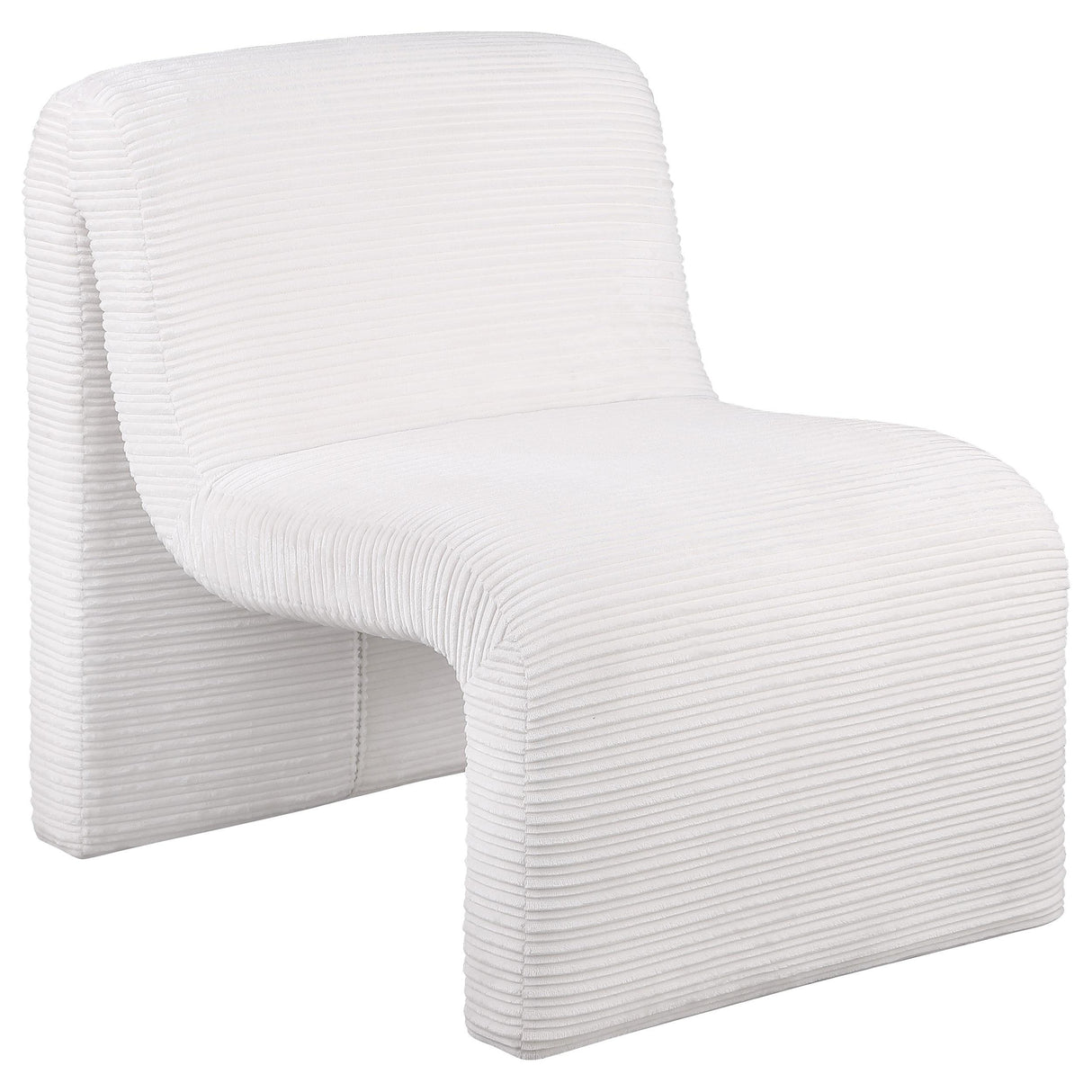 Drayton Ivory Upholstered Curved Armless Accent Chair from Coaster - Luna Furniture