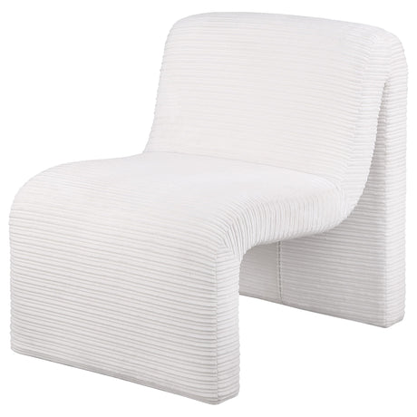 Drayton Ivory Upholstered Curved Armless Accent Chair from Coaster - Luna Furniture