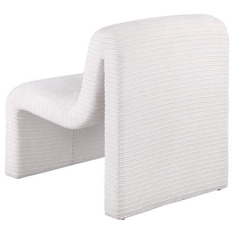Drayton Ivory Upholstered Curved Armless Accent Chair from Coaster - Luna Furniture