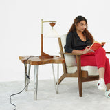 Dreamlight Table Lamp, Brown Solid Wood Base with Elegant Cone Linen Shade from Ashcroft Furniture - Luna Furniture