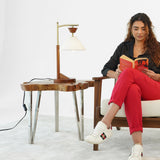 Dreamlight Table Lamp, Brown Solid Wood Base with Elegant Cone Linen Shade from Ashcroft Furniture - Luna Furniture