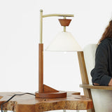 Dreamlight Table Lamp, Brown Solid Wood Base with Elegant Cone Linen Shade from Ashcroft Furniture - Luna Furniture