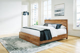 Dressonni California King Panel Bed with Mirrored Dresser in Brown from Ashley - Luna Furniture