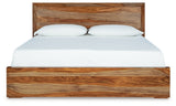 Dressonni California King Panel Bed with Mirrored Dresser in Brown from Ashley - Luna Furniture