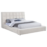 Dreux Cream Upholstered California King Panel Platform Bed from Coaster - Luna Furniture