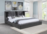 Dreux Gray Upholstered California King Panel Platform Bed from Coaster - Luna Furniture