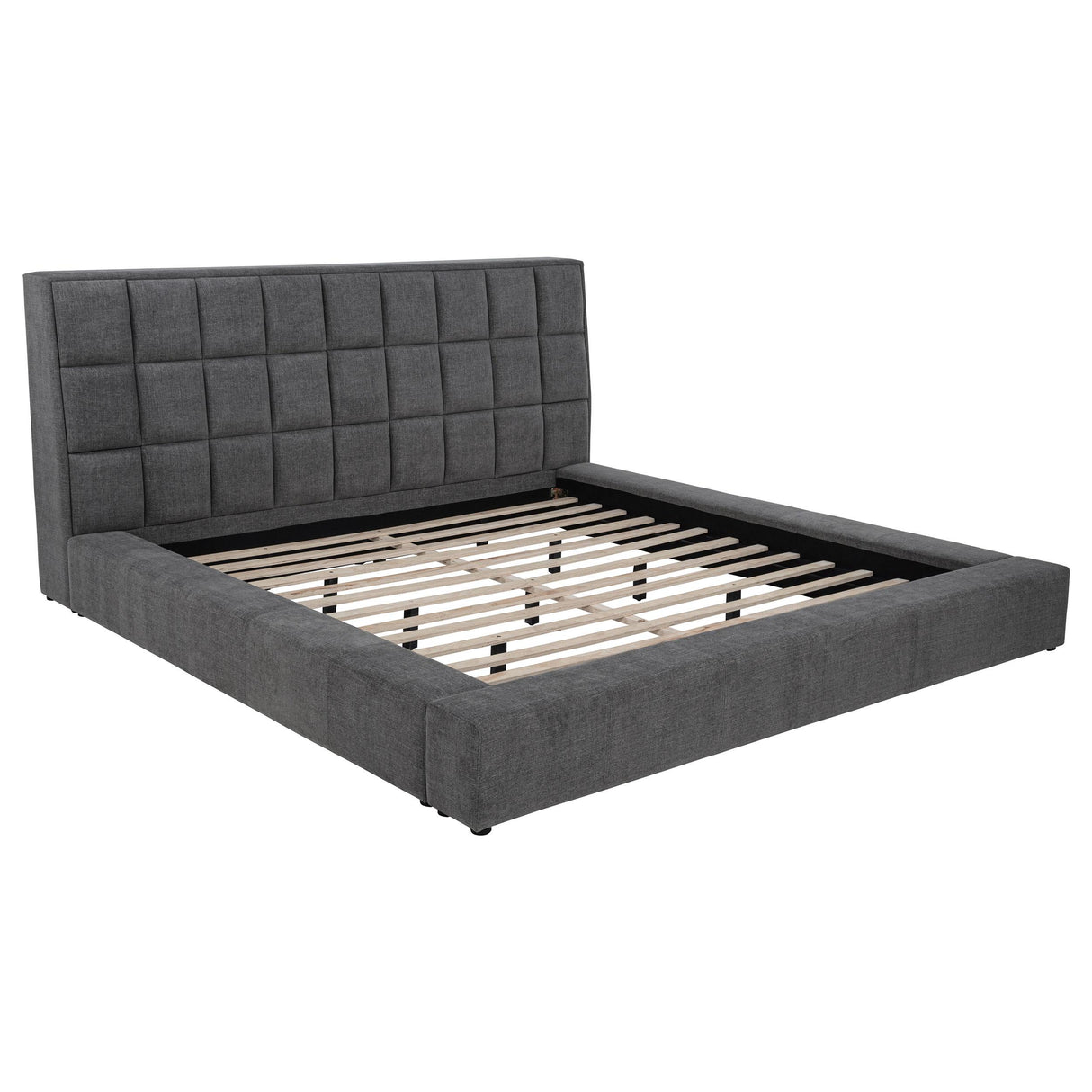 Dreux Gray Upholstered California King Panel Platform Bed from Coaster - Luna Furniture