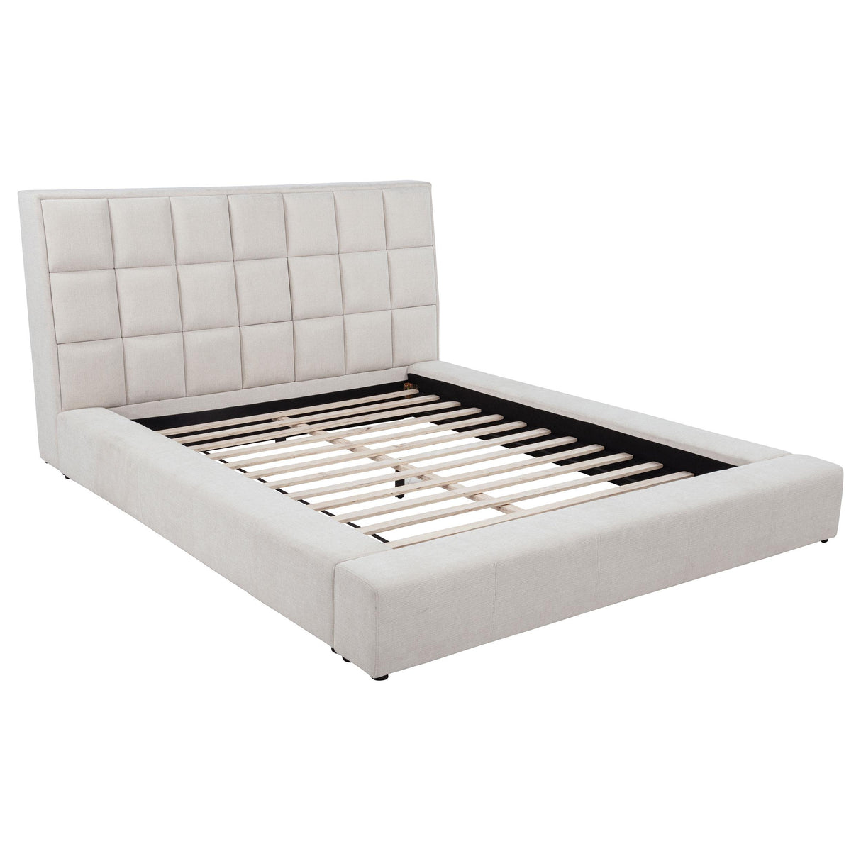 Dreux Cream Upholstered Queen Panel Platform Bed from Coaster - Luna Furniture