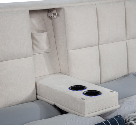 Dreux Cream Upholstered Queen Panel Platform Bed from Coaster - Luna Furniture