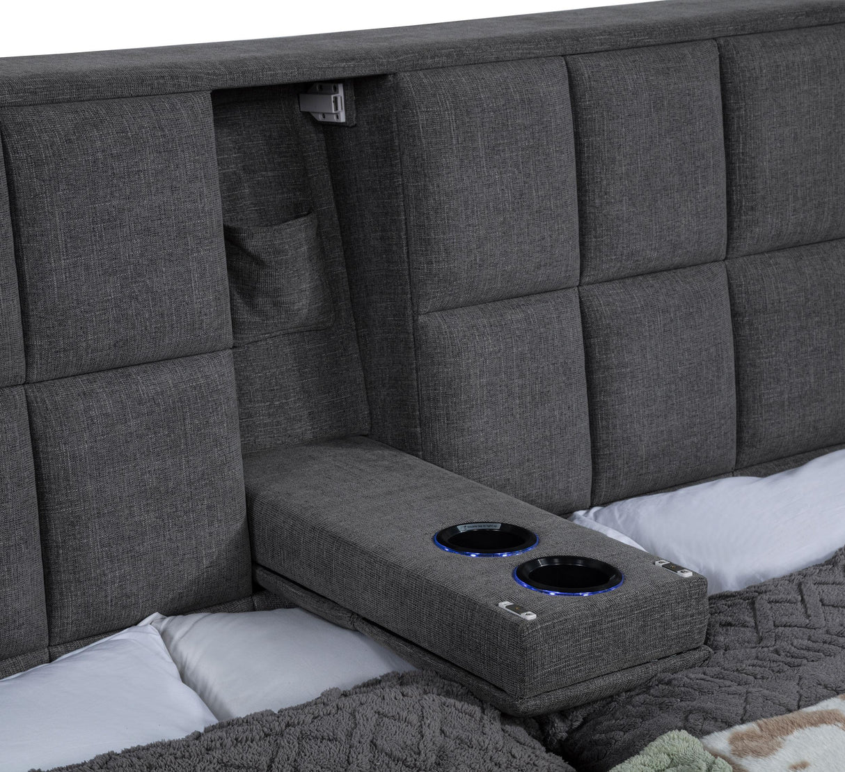 Dreux Gray Upholstered Queen Panel Platform Bed from Coaster - Luna Furniture