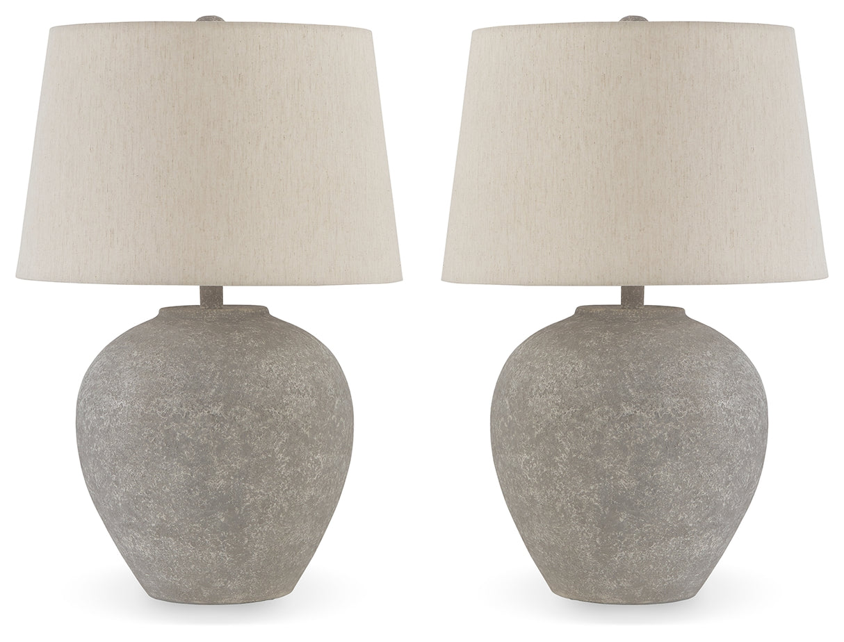 Dreward 2-Piece Table Lamp Set in Distressed Gray from Ashley - Luna Furniture