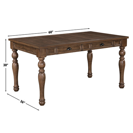 Joanna 59.5″ 4-Drawer Dining Table, Brown from Steve Silver - Luna Furniture