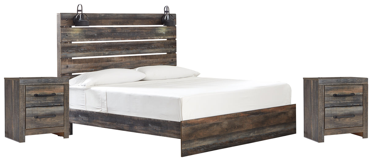 Drystan King Panel Bed with 2 Nightstands in Multi from Ashley - Luna Furniture
