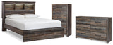 Drystan Queen Bookcase Bed, Dresser and Chest from Ashley - Luna Furniture