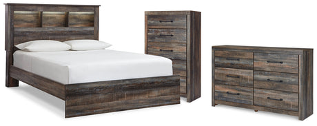 Drystan Queen Bookcase Bed, Dresser and Chest from Ashley - Luna Furniture
