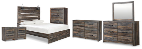 Drystan Queen Panel Bed, 2 Dressers, Mirror, Chest and 2 Nightstands from Ashley - Luna Furniture