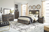 Drystan Queen Panel Bed with 2 Storage Drawers with Mirrored Dresser, Chest and 2 Nightstands in Multi from Ashley - Luna Furniture