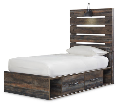 Drystan Twin Panel Bed with 4 Storage Drawers with Dresser in Multi from Ashley - Luna Furniture