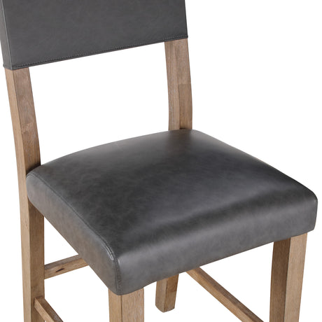 Aubrey 24″ Driftwood Counter Chair with Gray Vegan Leather from Steve Silver - Luna Furniture