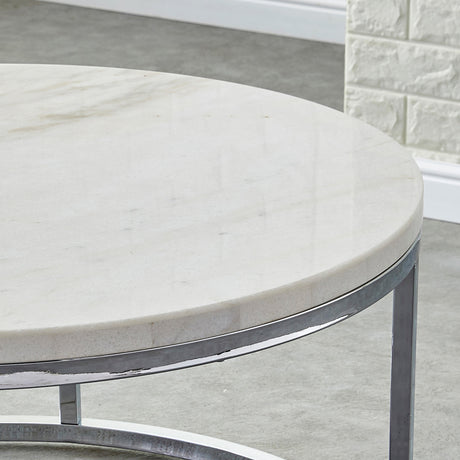Echo White Marble Top Round End Table from Steve Silver - Luna Furniture