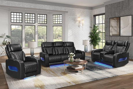 Dubai Black 3-Piece Power Reclining Living Room Set from Happy Homes - Luna Furniture