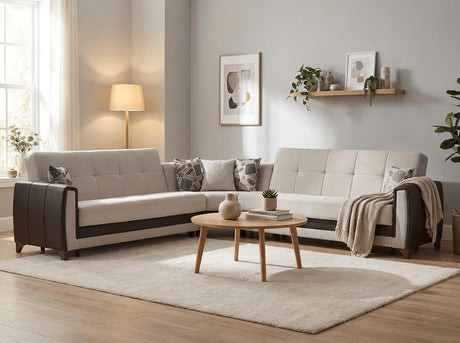 Dublin Boss Cream Sectional from Bellona - Luna Furniture