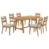Duncan Washed Oak 7-Piece Rectangular Wood Dining Room Set from Coaster - Luna Furniture