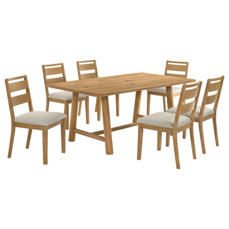 Duncan Washed Oak 7-Piece Rectangular Wood Dining Room Set from Coaster - Luna Furniture