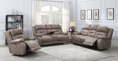Aria Desert Sand Dual-Power Reclining Console Loveseat from Steve Silver - Luna Furniture
