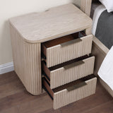 Henry Reeded 3-Drawer Nightstand with USB & Electric Outlets, Tan Finish from Steve Silver - Luna Furniture