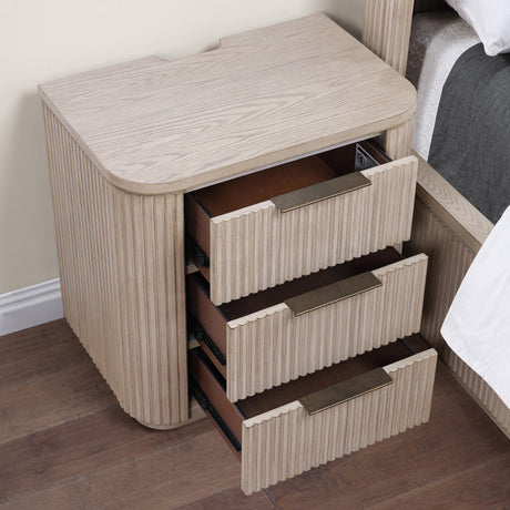 Henry Tan Reeded 3-Drawer Nightstand with USB & Electric Outlets from Steve Silver - Luna Furniture